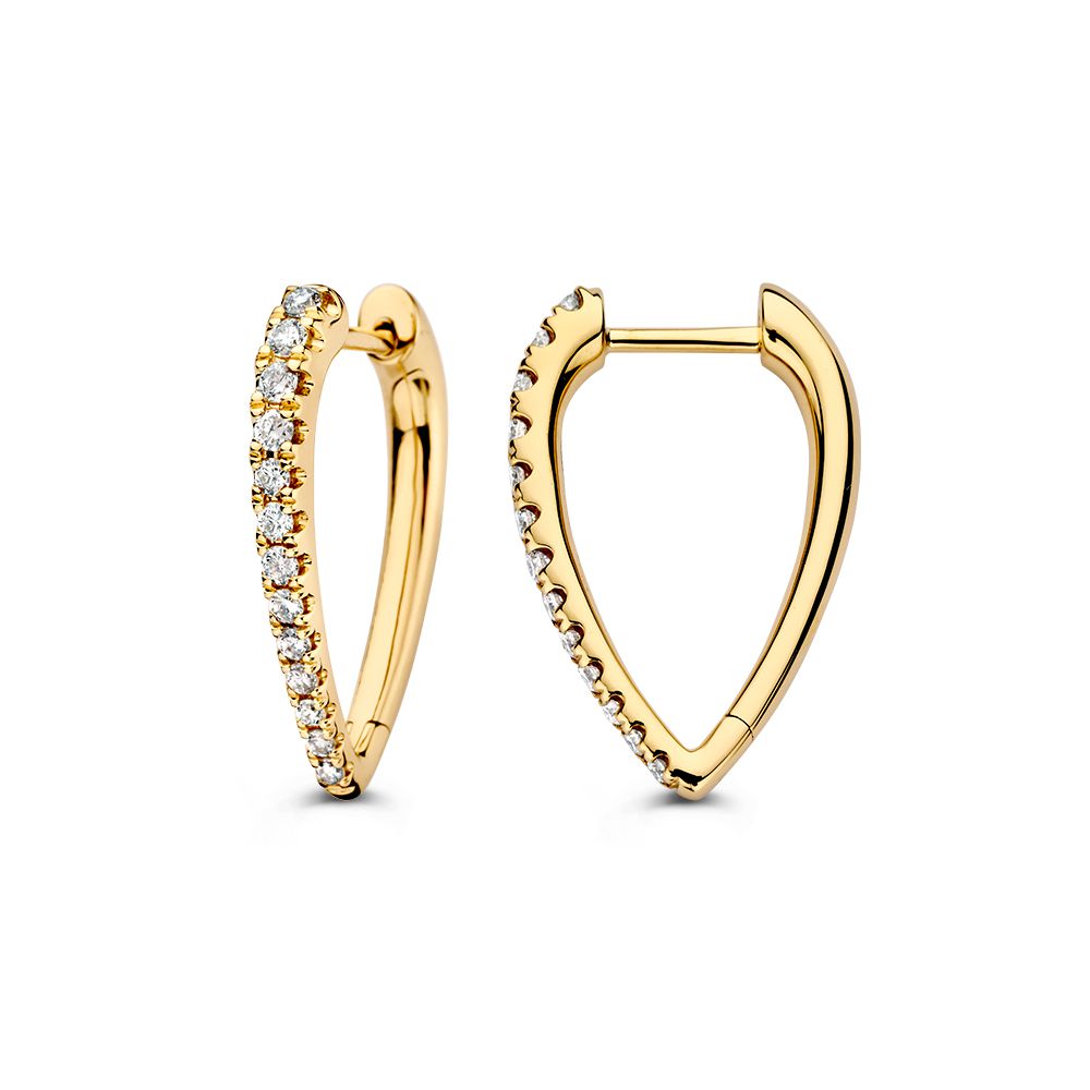 Gelbgold-Ohrringe im asymmetrischen Modell mit Diamant: Ein elegantes Statement 0,36 ct.