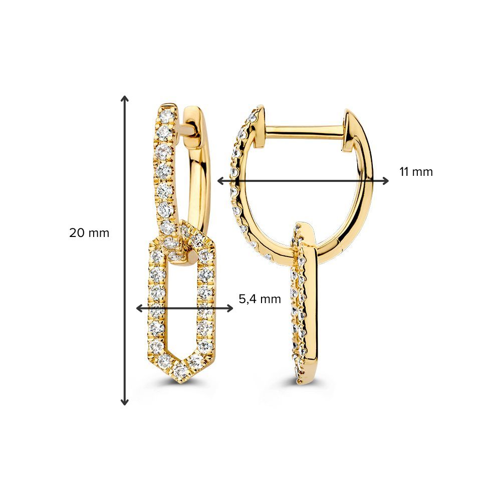 Gelbgoldene Ohrringe mit wechselnden Diamantanhängern 0,42 ct.