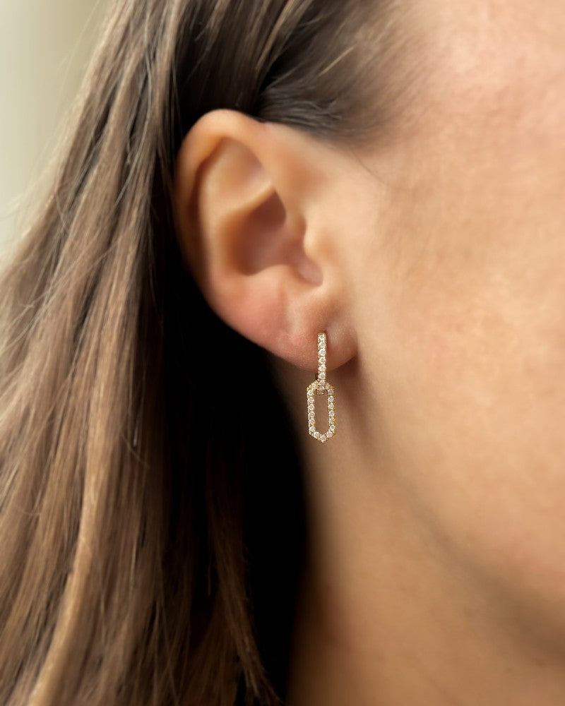 Gelbgoldene Ohrringe mit wechselnden Diamantanhängern 0,42 ct.