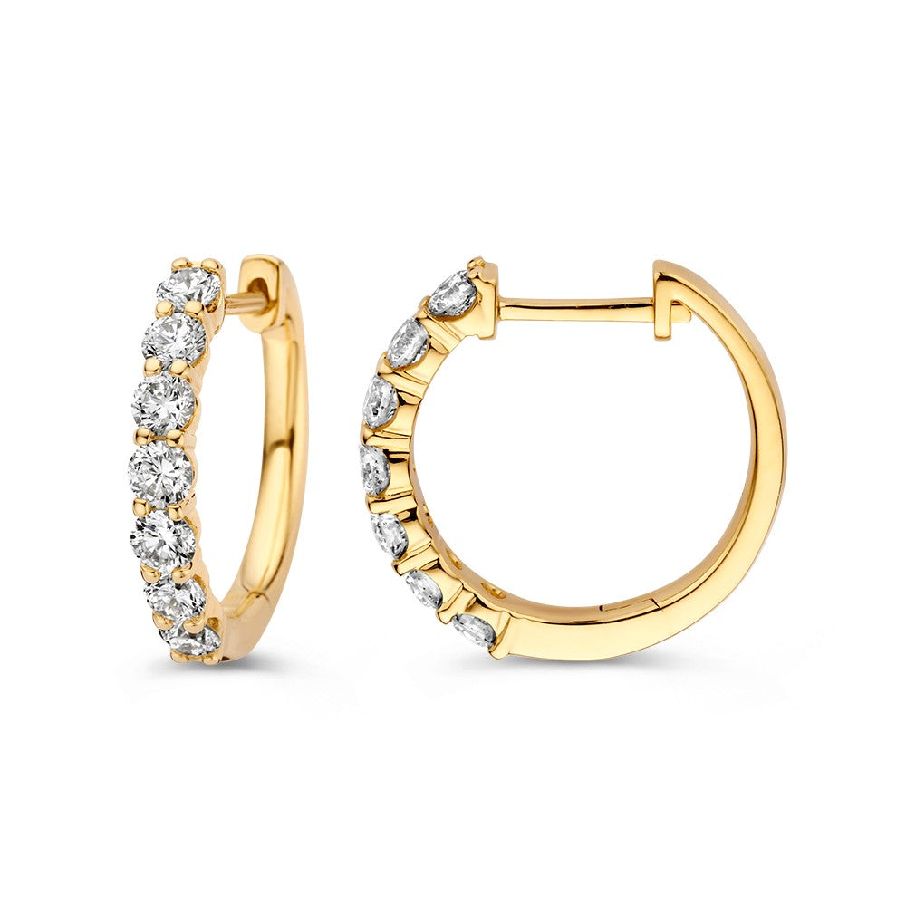 Wunderschöne Gelbgoldohrringe mit Diamanten in Chatonfassung 1.00 ct.