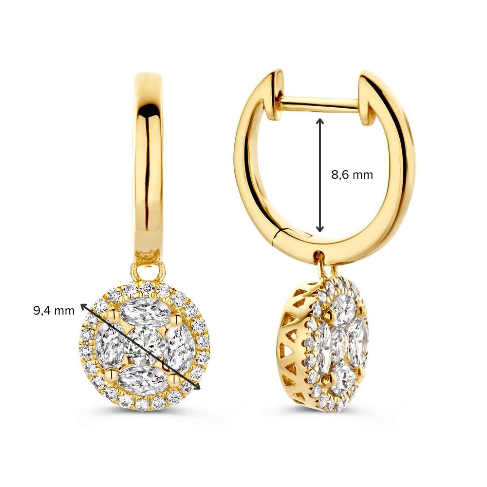 Elegante Gelbgold-Ohrringe mit Brillanten 1,06 ct.