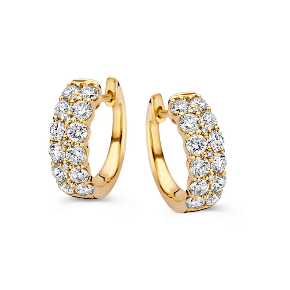 Luxe Geelgouden Oorringen met Fonkelende Diamanten in Pavézetting 1,72 crt.