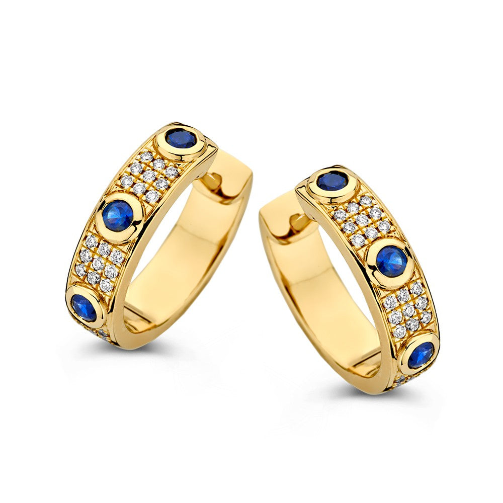 Gelbgoldenes Collier mit blauen Saphiren und Diamanten, 14 Karat, mit 0,50 ct Saphir und 0,24 ct Diamant