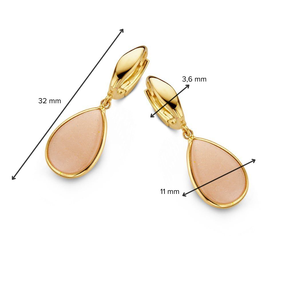 Gelbgoldene Ohrringe mit rosa Mondstein-Anhängern – Ein subtiler, bezaubernder Look