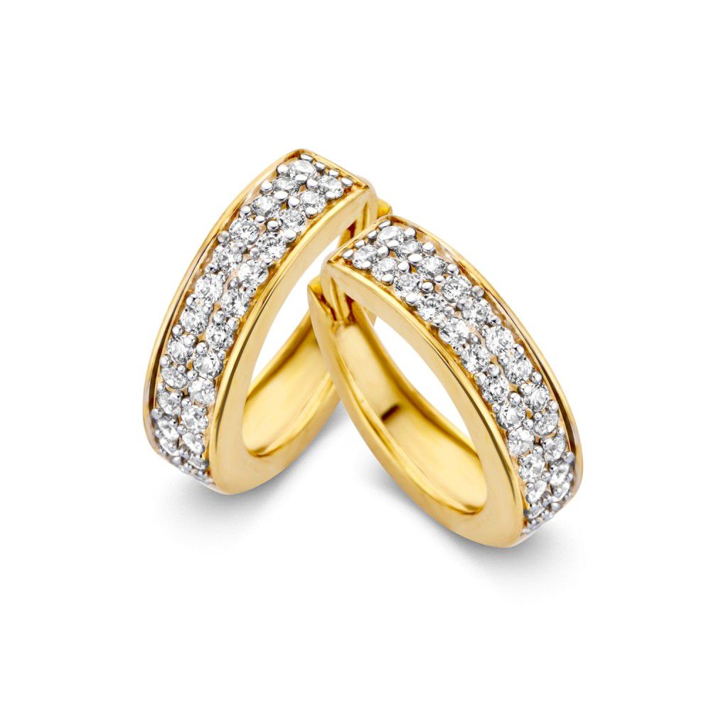 Gelbgoldene Ohrringe mit Zirkonia in Pavéfassung aus 14 Karat Gold