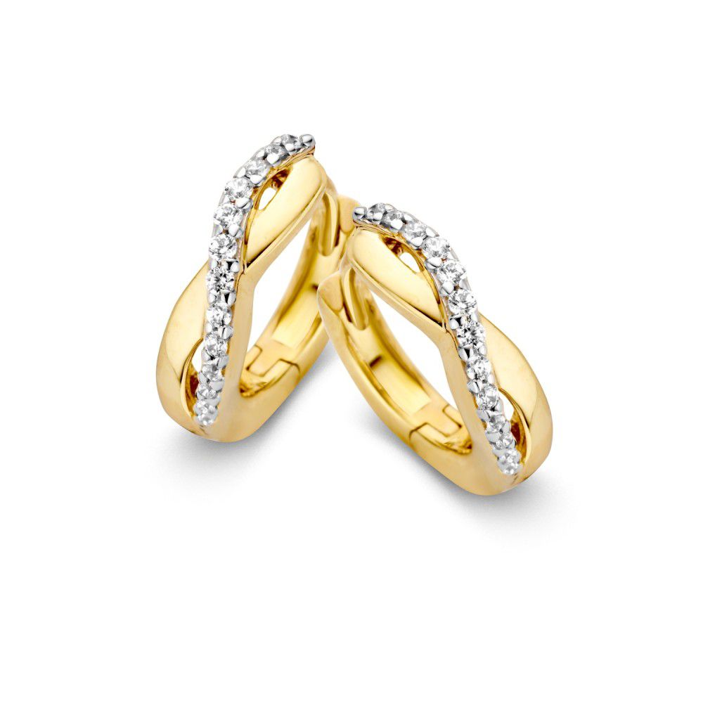 Goldene Ohrringe mit verspieltem Zirkonia-Band