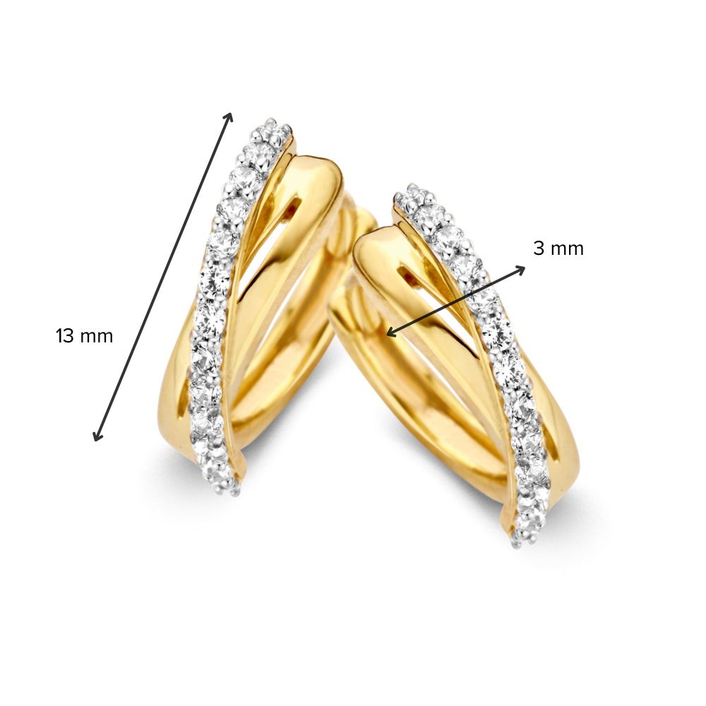 Elegante Gelbgold-Ohrringe mit Zirkonia