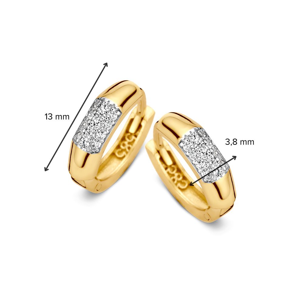 Elegante Gelbgold-Ohrringe mit Zirkonia im Pavé-Design – Moderne Eleganz