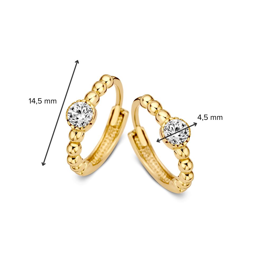 Gelbgold-Ohrringe mit Goldkügelchen und Zirkonia – Subtiler Luxus und spielerische Eleganz
