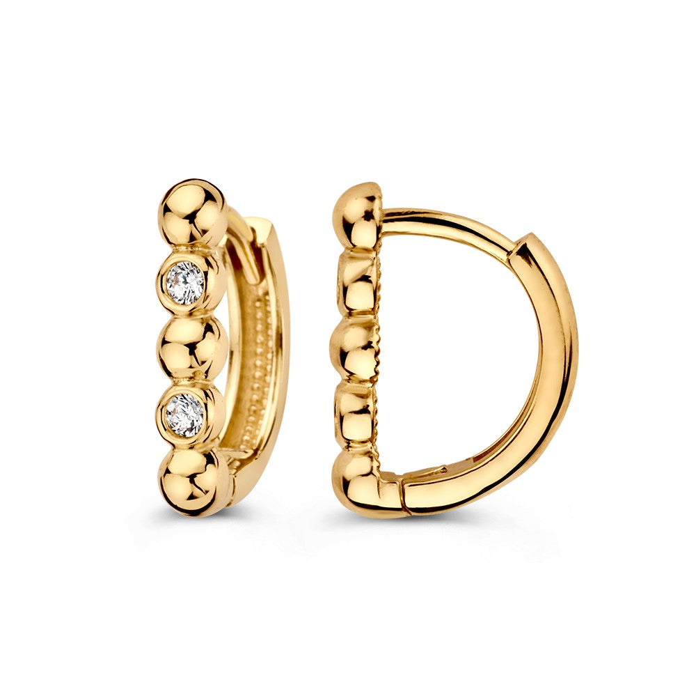 Moderne Gelbgold-Ohrringe mit Zirkonia im schlichten Design
