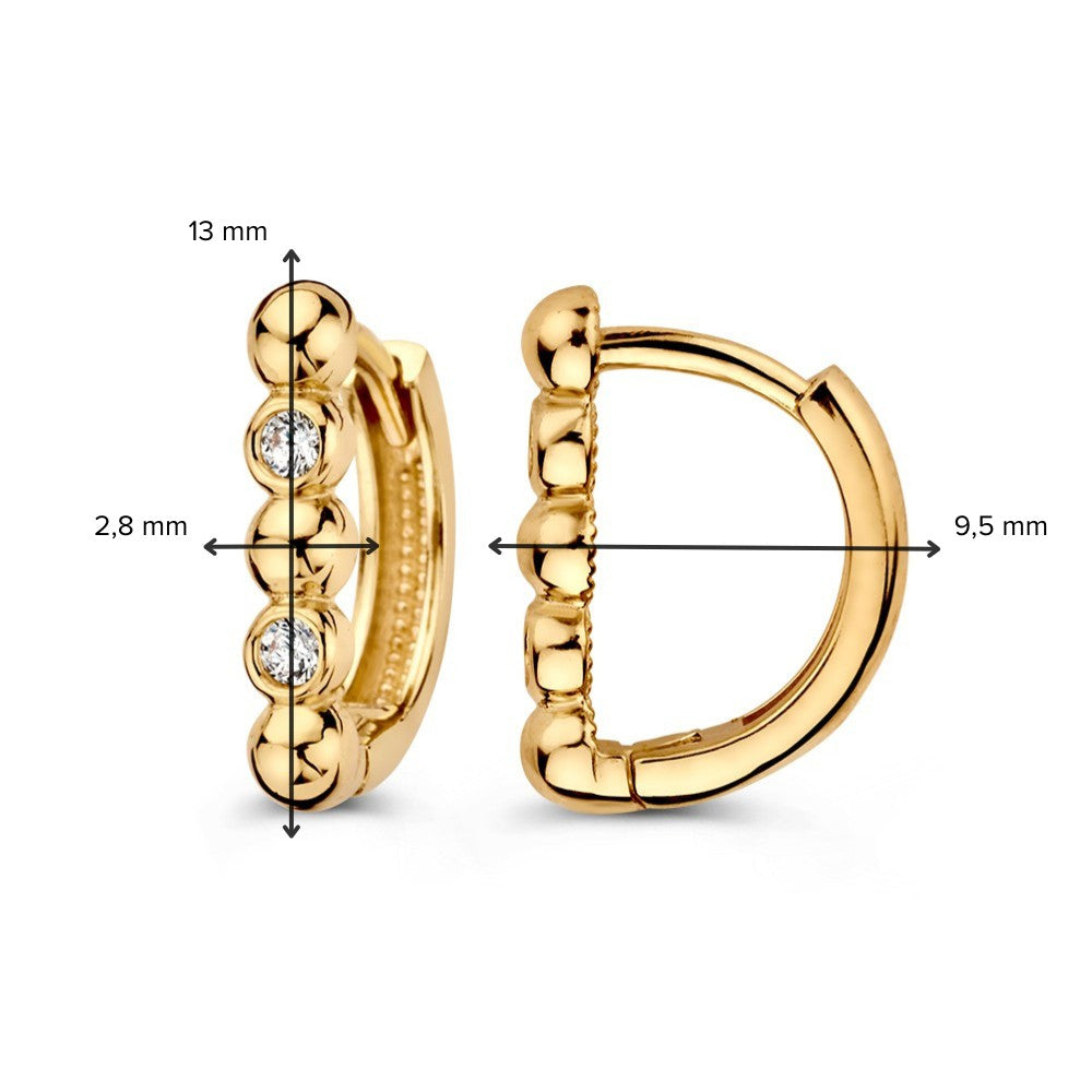 Moderne Gelbgold-Ohrringe mit Zirkonia im schlichten Design