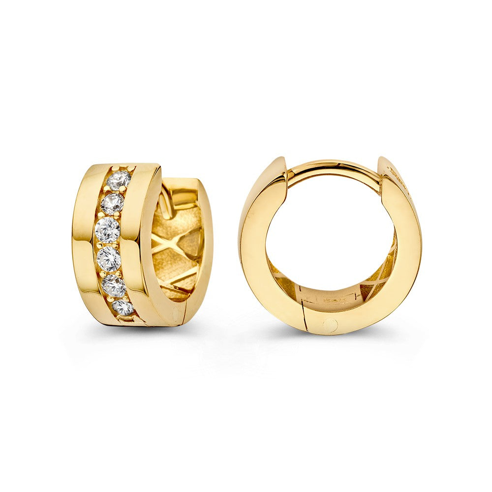 Elegante Gelbgold-Creolen mit Zirkonia im schlichten Design