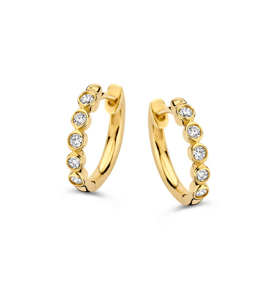 Klapp-Ohrringe aus Gelbgold mit 0,20 ct. funkelnden Edelsteinen