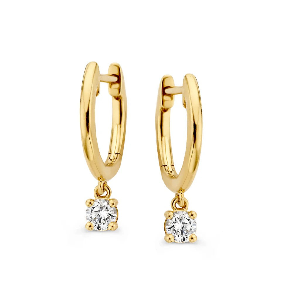 Ohrhänger aus Gelbgold mit 0,30 Karat Diamanten und funkelnden Anhängern