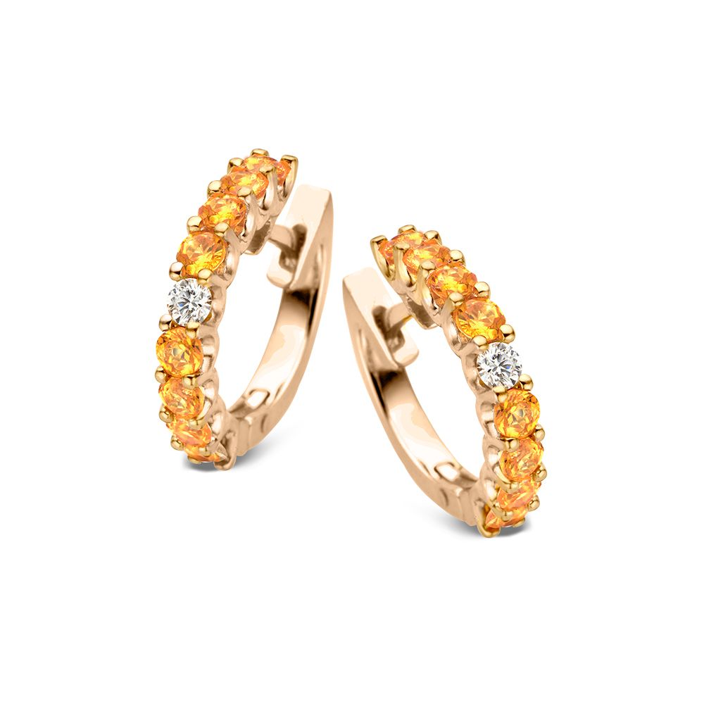 Luxe Ohrhänger aus 18kt Roségold mit orangefarbenen Saphiren und Diamanten