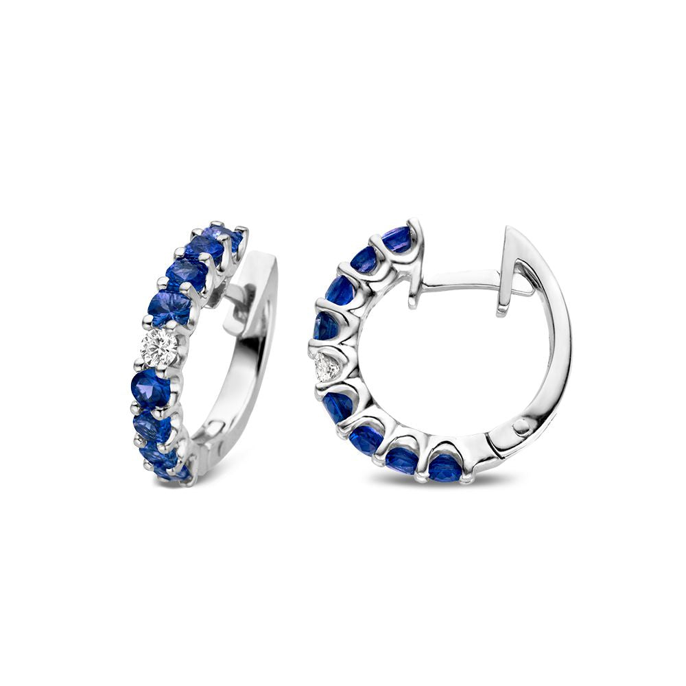 18 Karat Weißgold Ohrringe mit Blauen Saphiren und Diamant – Van der Kooij Luxus Schmuckstück