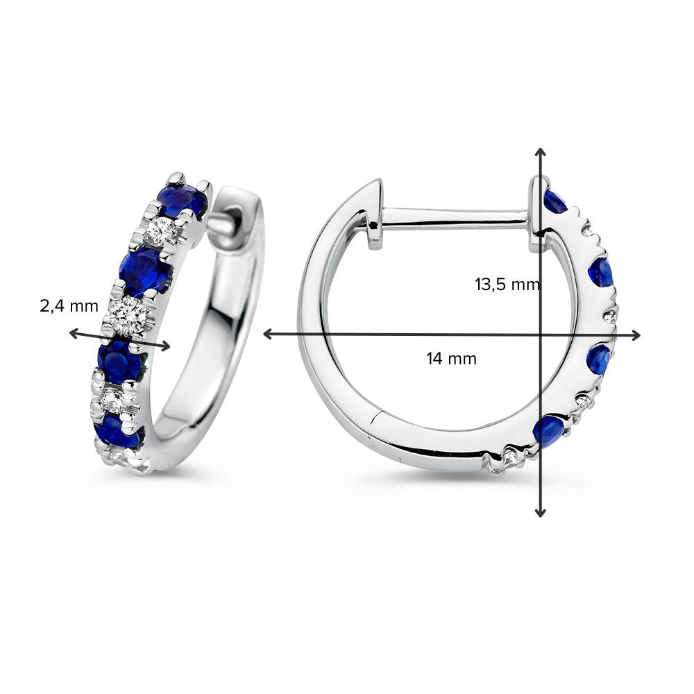 Wunderschöne Ohrringe aus Weißgold mit Diamanten und blauen Saphiren – 0,40 ct Saphir und 0,10 ct Diamant