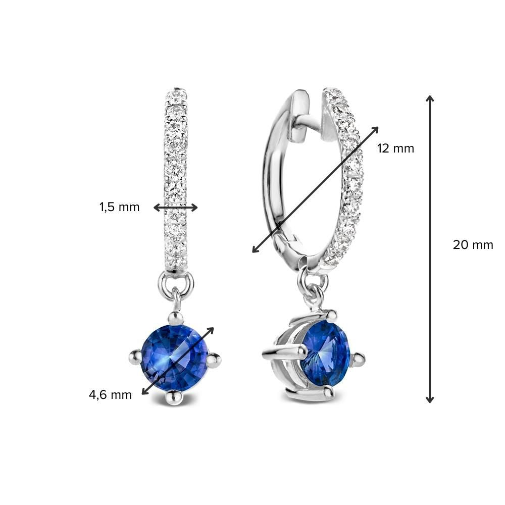 18 Karat Weißgold Ohrringe mit Blauen Saphiren und Diamanten – Van der Kooij Luxe
