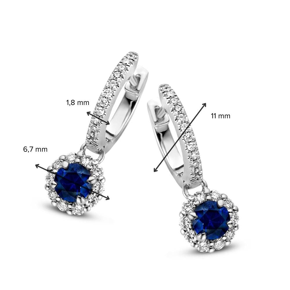 Ohrringe aus Weißgold mit Saphiranhängern – 0,74 kt Saphir und 0,32 kt Diamant