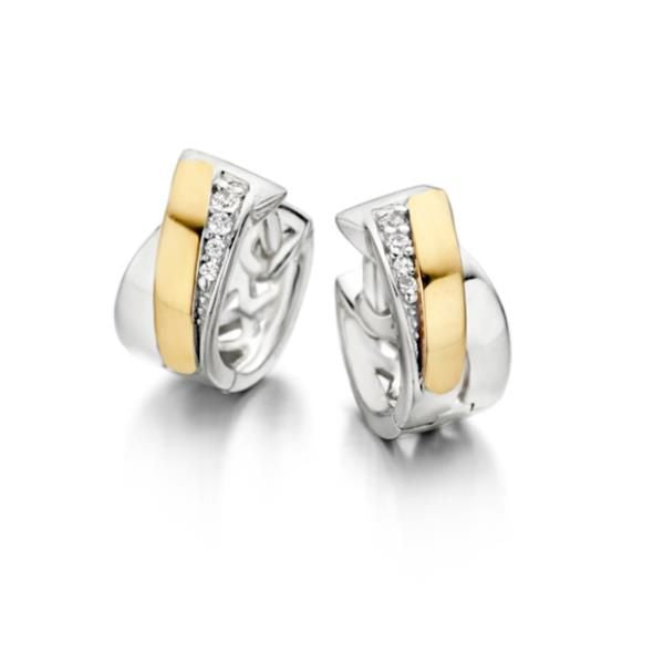 Zilver met Gouden Oorringen en Zirkonia's – Subtiele Glamour