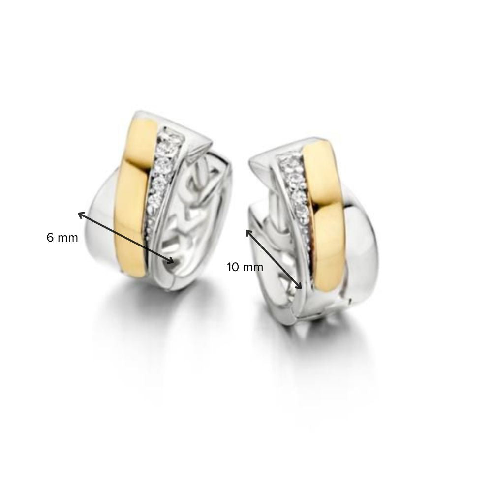 Silberne Ohrringe mit Gold und Zirkonia – dezenter Glamour