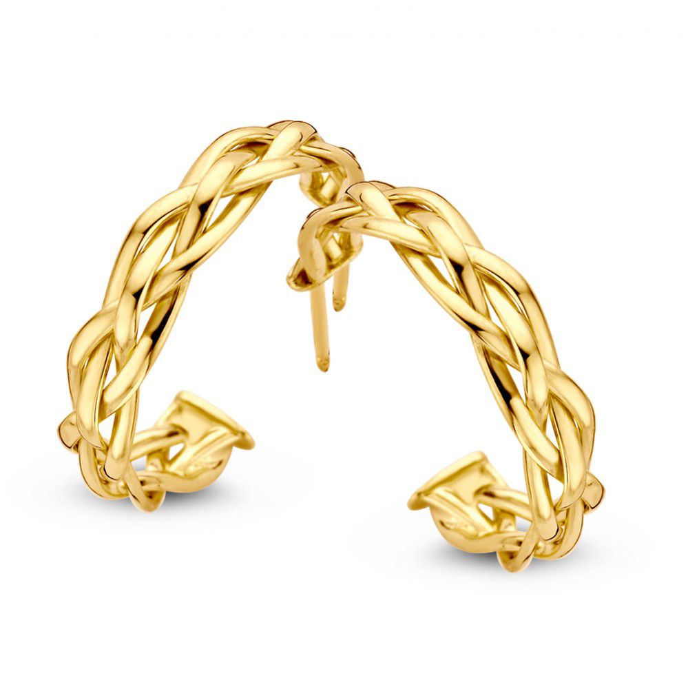 Ohrstecker aus 14K Gelbgold mit geflochtenem Design und einer Länge von 20 mm