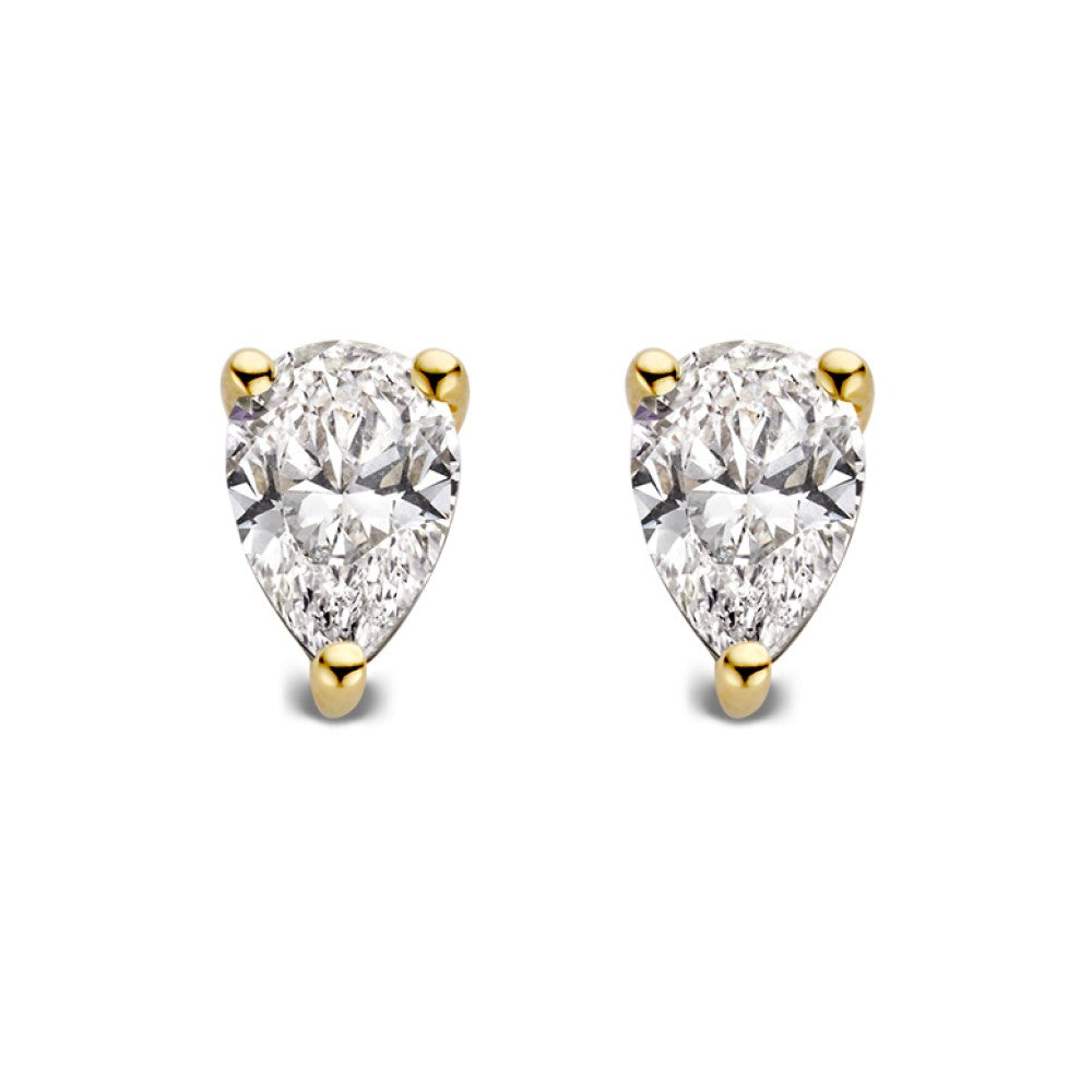 Ohrstecker aus 1,00 ct. Gelbgold mit tropfenförmigen, funkelnden Diamanten