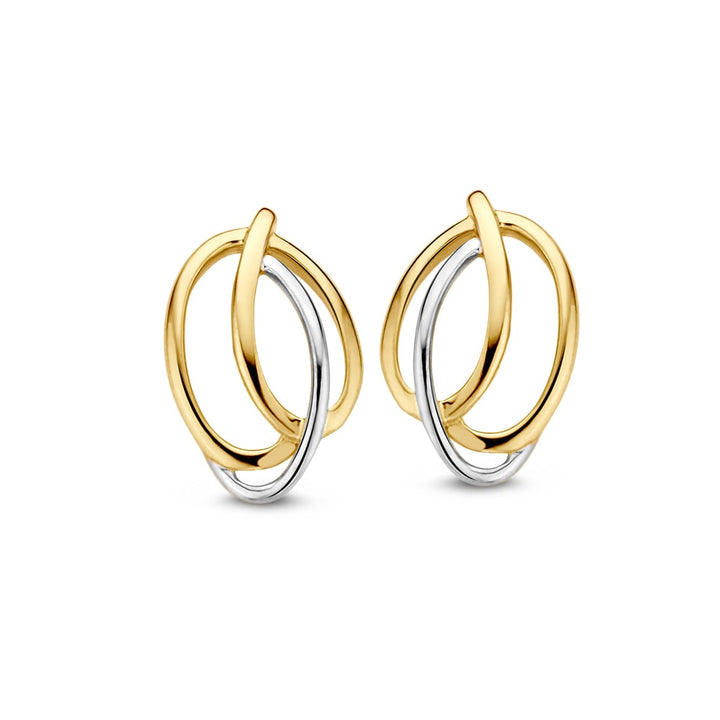 14 Karaat Bicolor Gouden Oorstekers voor Dames – Geel/Wit Gouden
