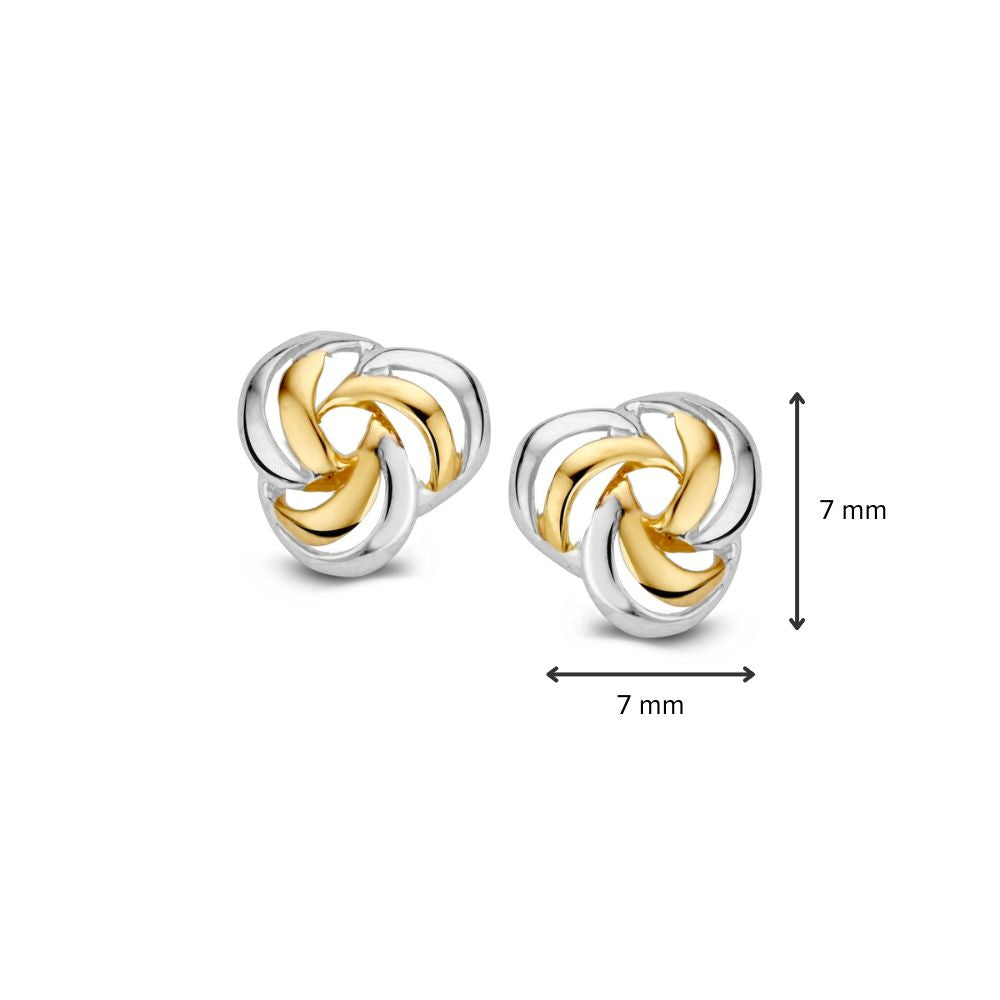Bicolor Goldohrstecker 14 Karat für Damen – 7,2 mm, dezent und elegant