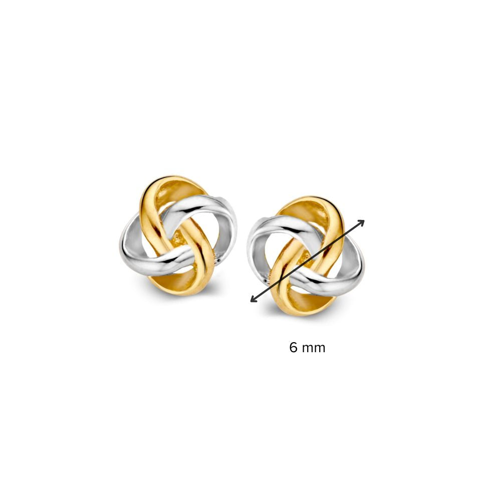 Bicolor Goldohrstecker 14 Karat für Damen – 6 mm, Zeitlose Eleganz in Gelb und Weiß
