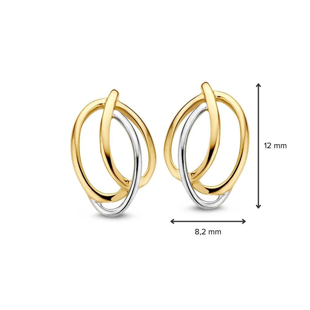 Damen-Ohrstecker aus 14 Karat Bicolor-Gold – Gelb/Weißgold