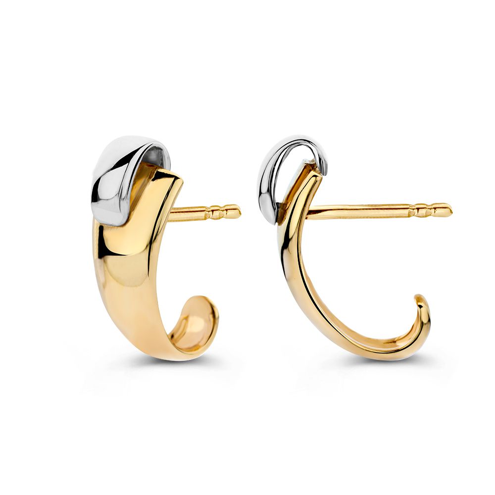 14 Karat Bicolor Gold Ohrstecker für Damen – Gelb-/Weißgold Ohrstecker