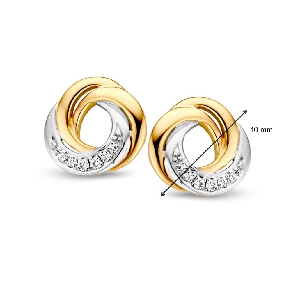 Gelb- und Weißgoldring mit Brillant-Diamant – 14 Karat, insgesamt 0,06 Karat – Kostenloser Versand