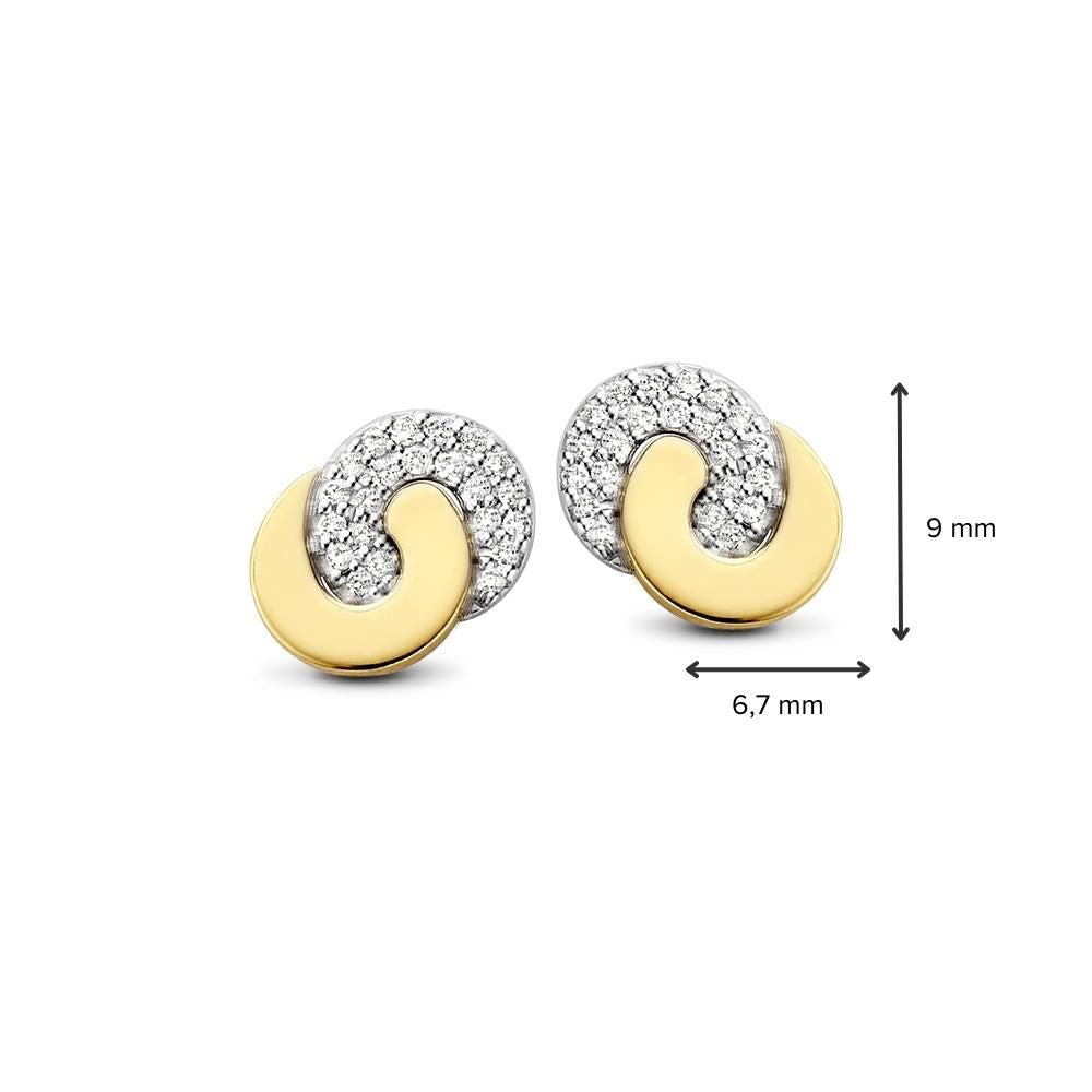 14 Karat Bicolor Gold Ohrstecker für Damen – Gelb/Weißgold Ohrstecker mit Diamant