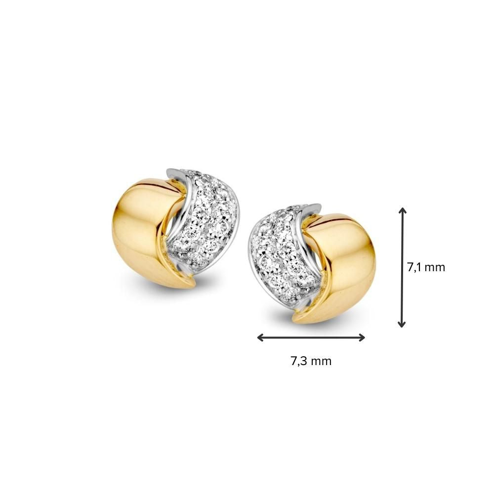 14 Karat Bicolor Gold Ohrstecker für Damen – Gelb-/Weißgold Ohrstecker mit Diamant (0.12 kt)