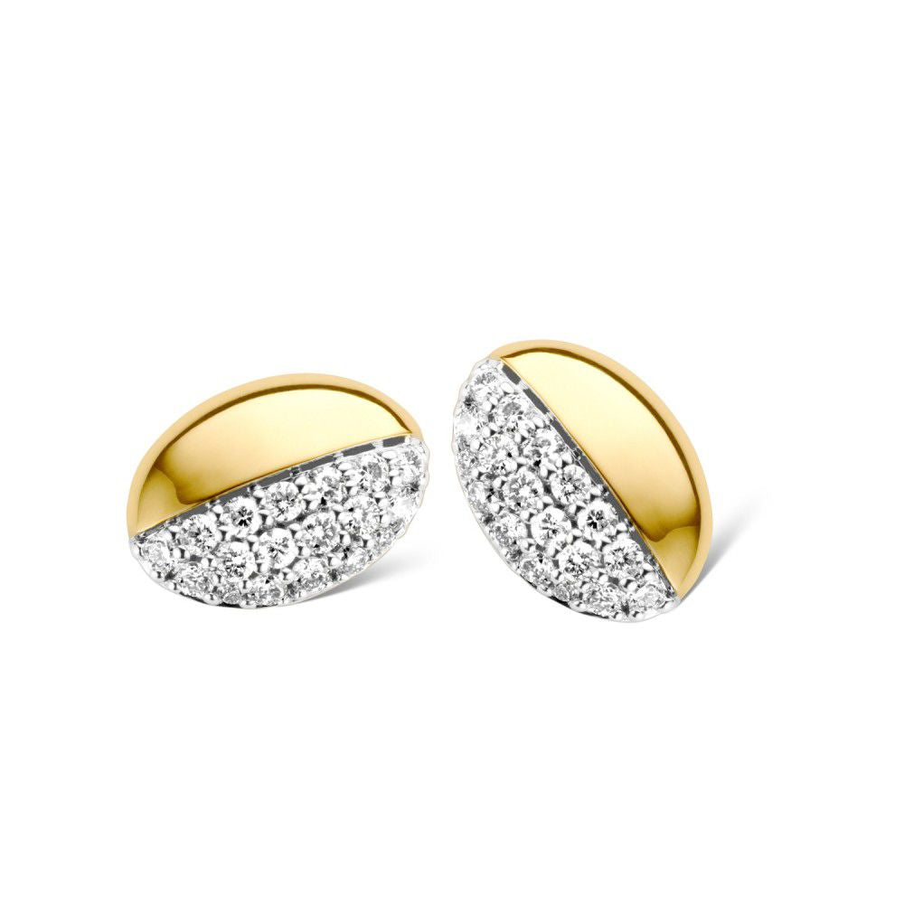 Bicolor Gold-Ohrstecker mit 0,30 ct Brillanten und glänzender Oberfläche