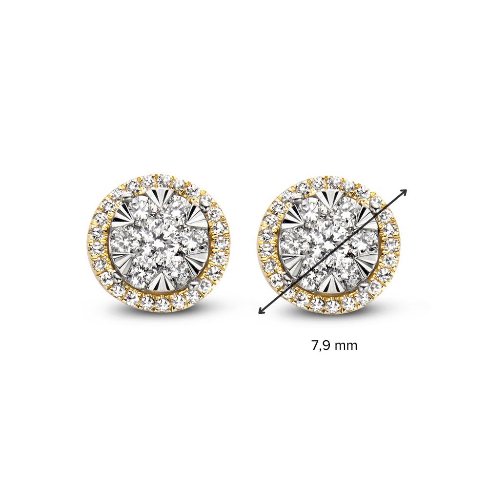 Bicolor-Goldohrstecker mit 0,44ct Diamant in Entourage-Fassung