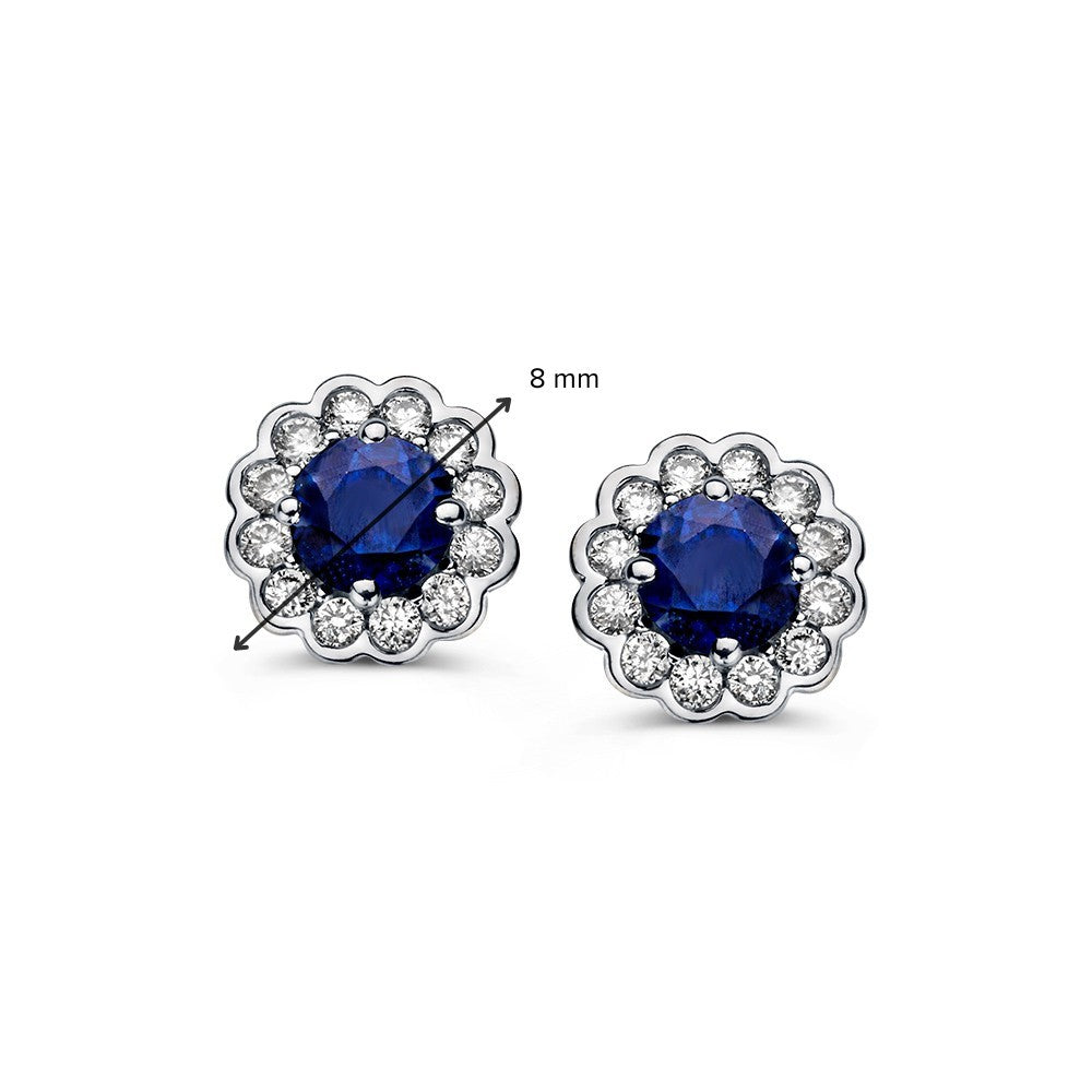 Gelbgold Ohrstecker mit Saphir und Diamant 0,66ct in Entourage-Fassung
