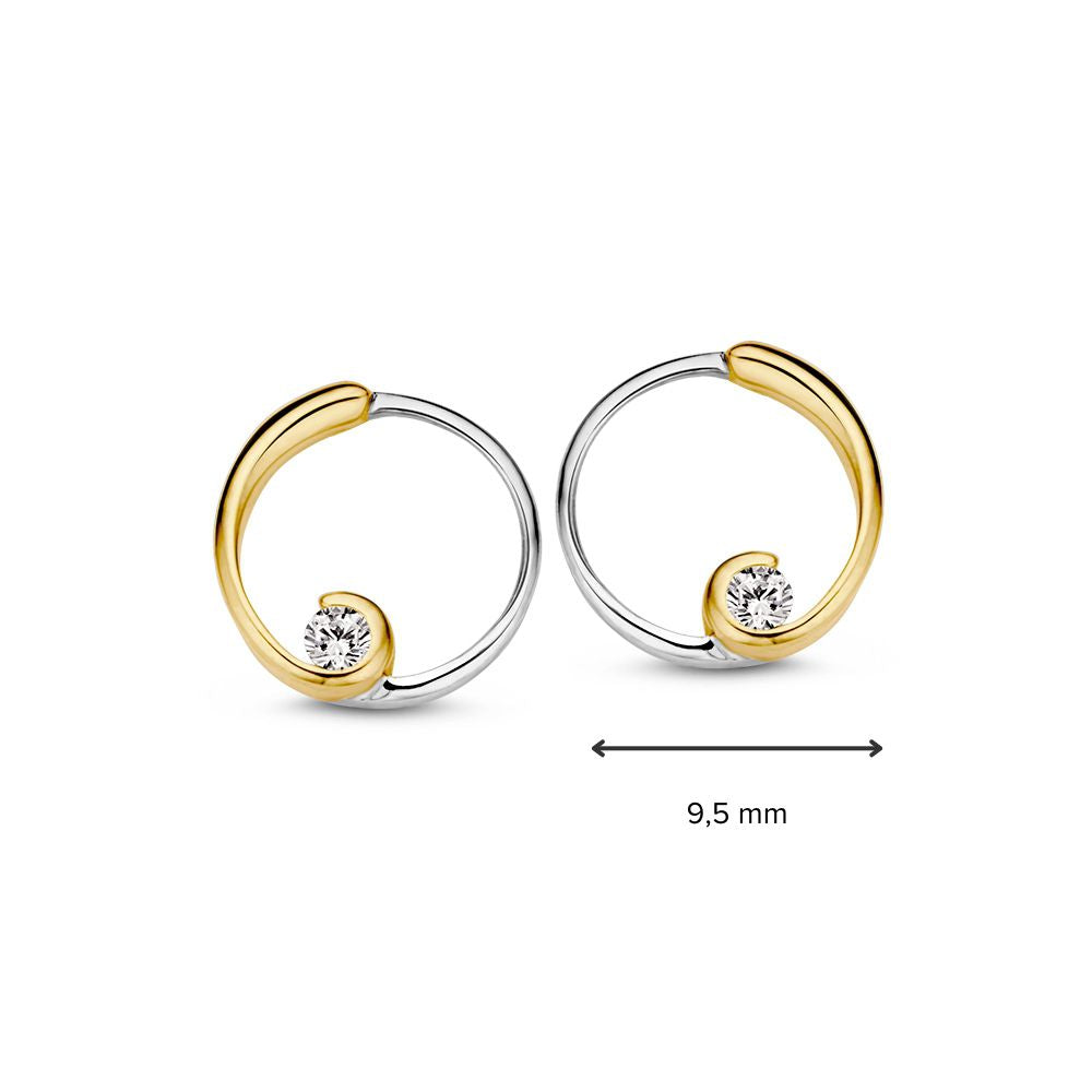 Bicolor-Ohrstecker aus Gelb- und Weißgold mit Zirkonia