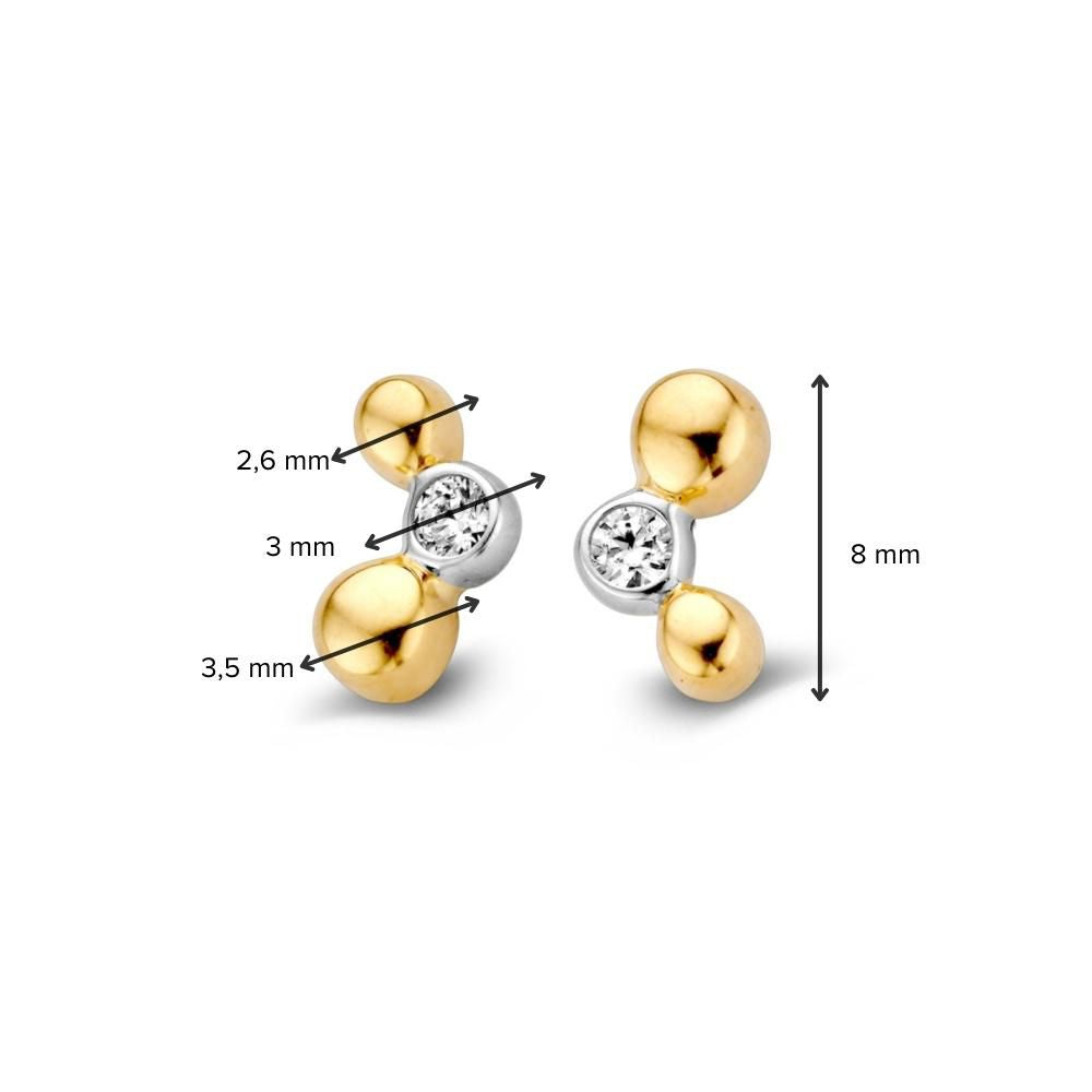 Bicolor Gelb-/Weißgold Ohrstecker mit weißen Zirkonia 4,5 mm