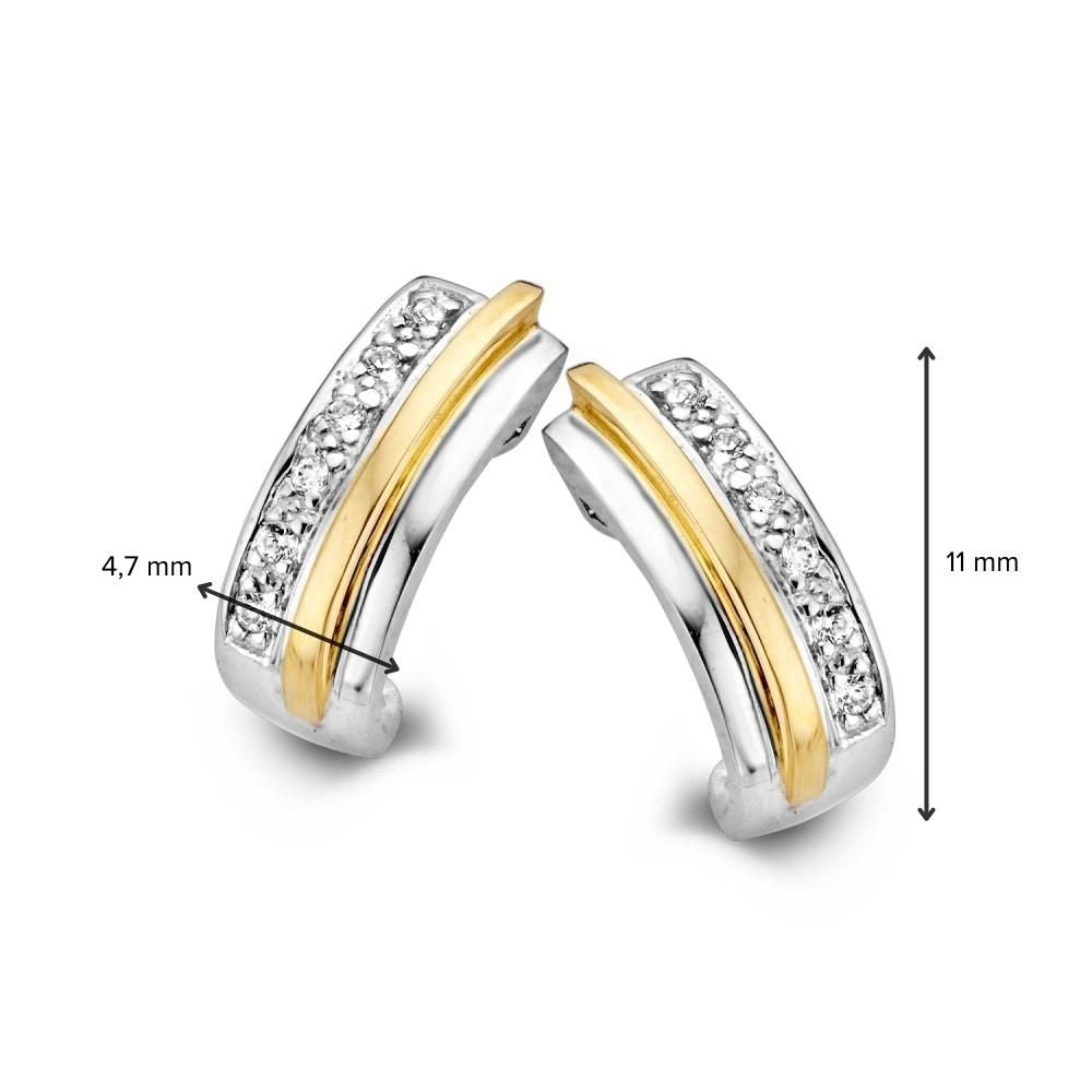 Bicolor 14 Karat Gold Ohrstecker mit Zirkonia