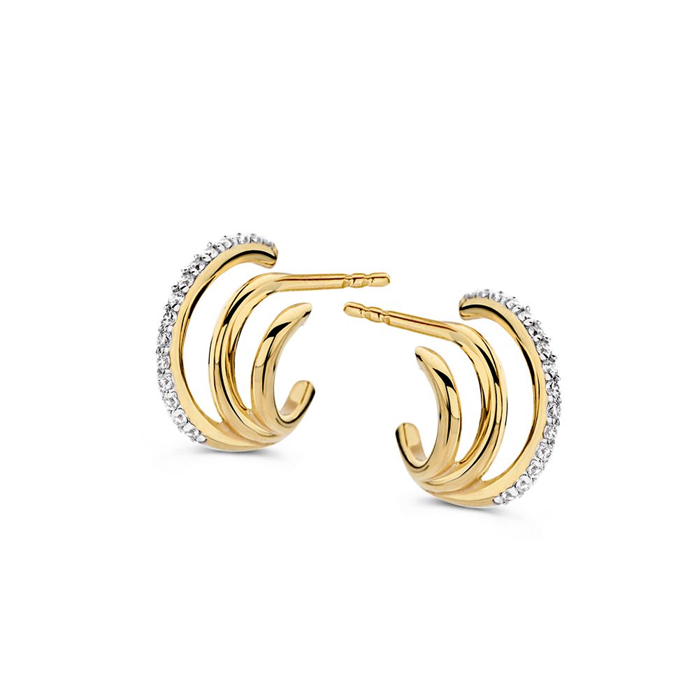 Geelgouden Oorstekers met Zirkonia's - 14K, 8mm