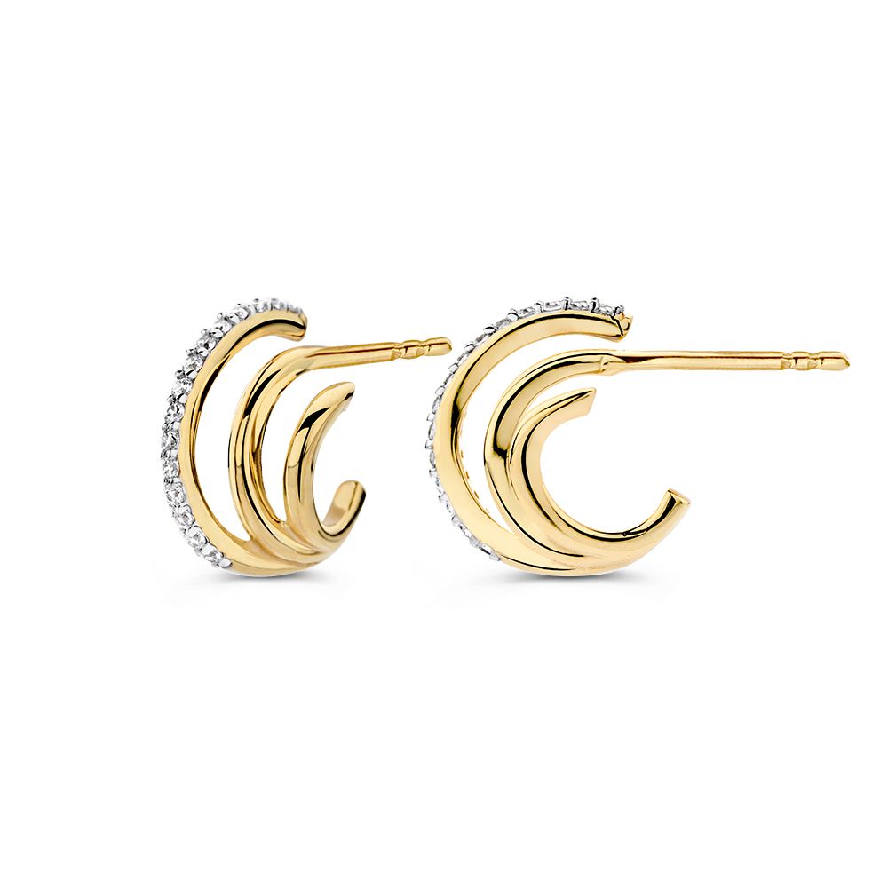 Gelbgold Ohrstecker mit Zirkonia - 14K, 8mm