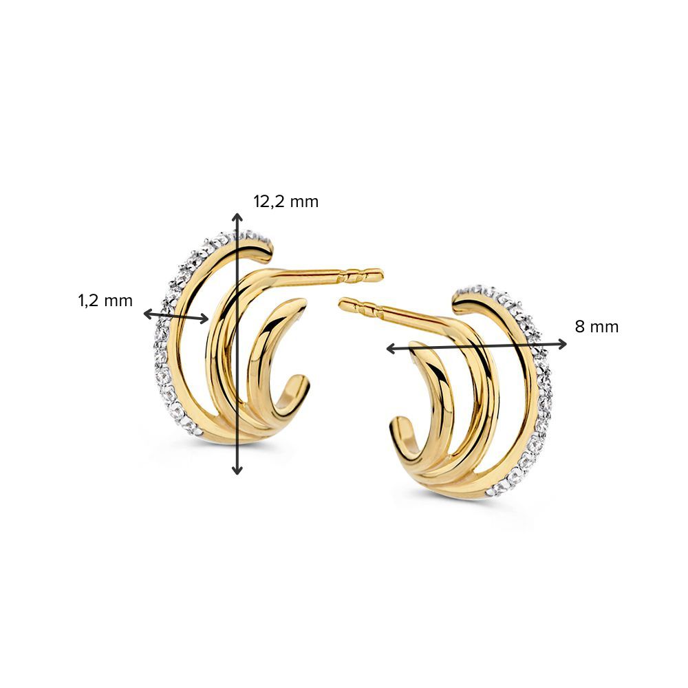 Gelbgold Ohrstecker mit Zirkonia - 14K, 8mm
