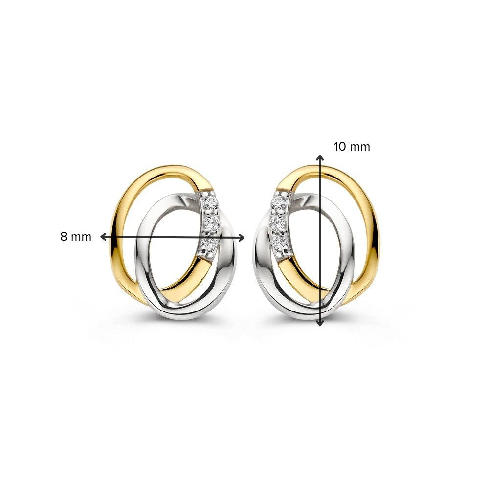 14K zweifarbige Goldohrstecker mit Zirkonia – Elegante Ohraccessoires für Damen