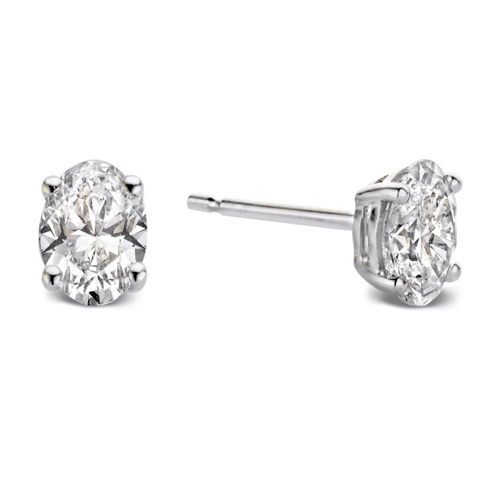 Ohrstecker aus Weißgold mit zwei runden, funkelnden Diamanten von 1,00 ct