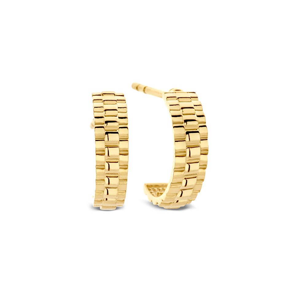 Gelbgold Ohrstecker mit „Rolex-Gliedern“ – Elegante, raffinierte Ohrringe – Van der Kooij
