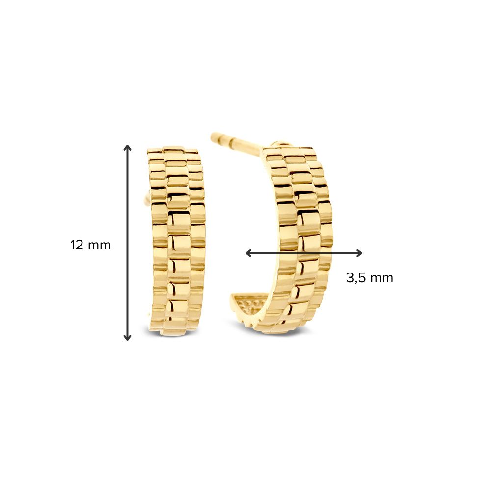 Gelbgold Ohrstecker mit „Rolex-Gliedern“ – Elegante, raffinierte Ohrringe – Van der Kooij