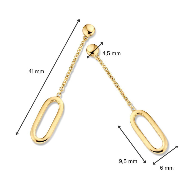 14K Geelgouden Oorstekers met Lange Aanhangers 40mm
