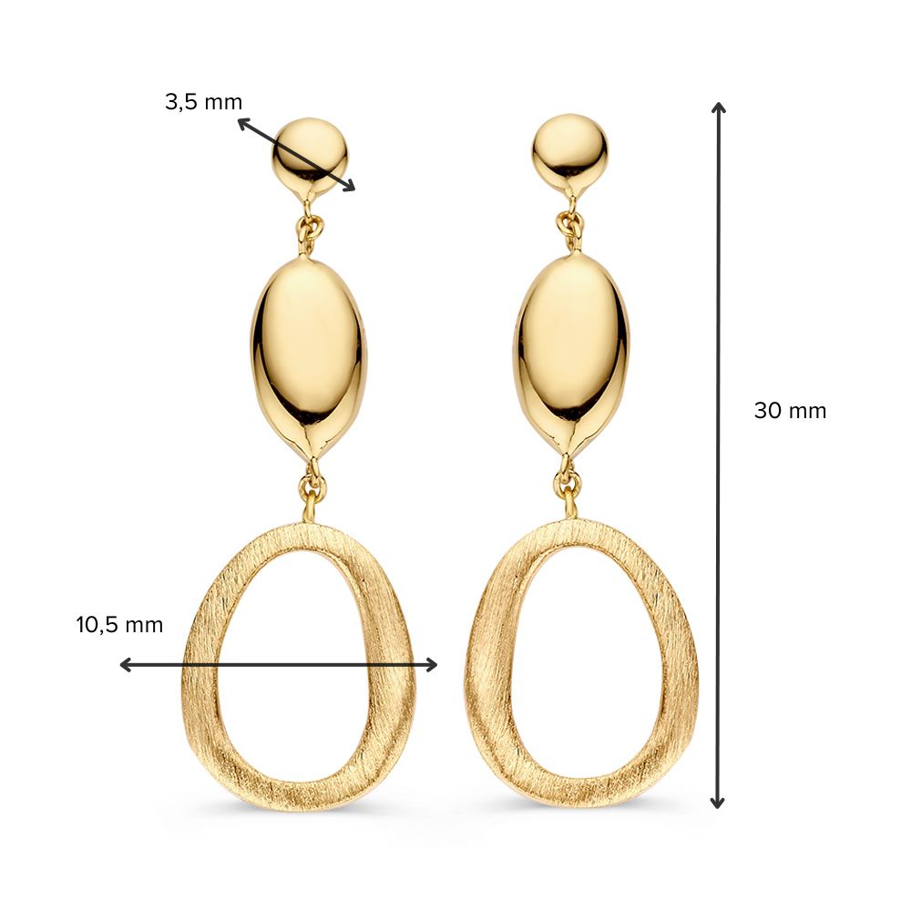 Gelbgoldene Ohrstecker mit hängenden Elementen – 14 Karat